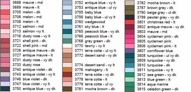 5d Diamond Painting Color Chart